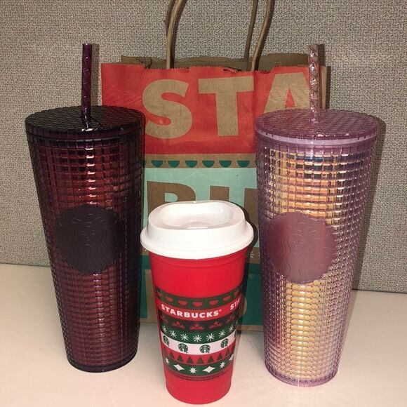 Starbucks Holiday 2020 Pink Grid Holiday Cold Cup - Picture 1 of 1